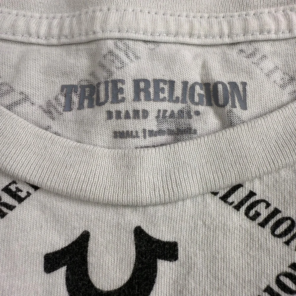 True Religion All Over Print T-Shirt Mens‎ Small Horseshoe Logo